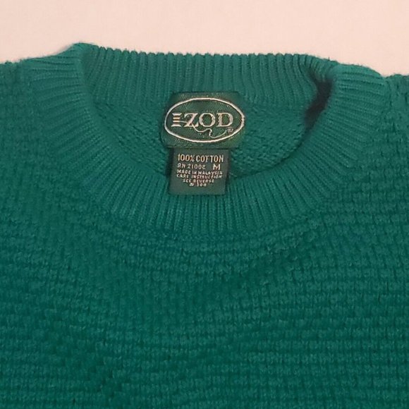 Vintage Izod Chunky Cable Knit Tennis Sweater V Neck Size M Green Blue Yellow - Picture 6 of 10